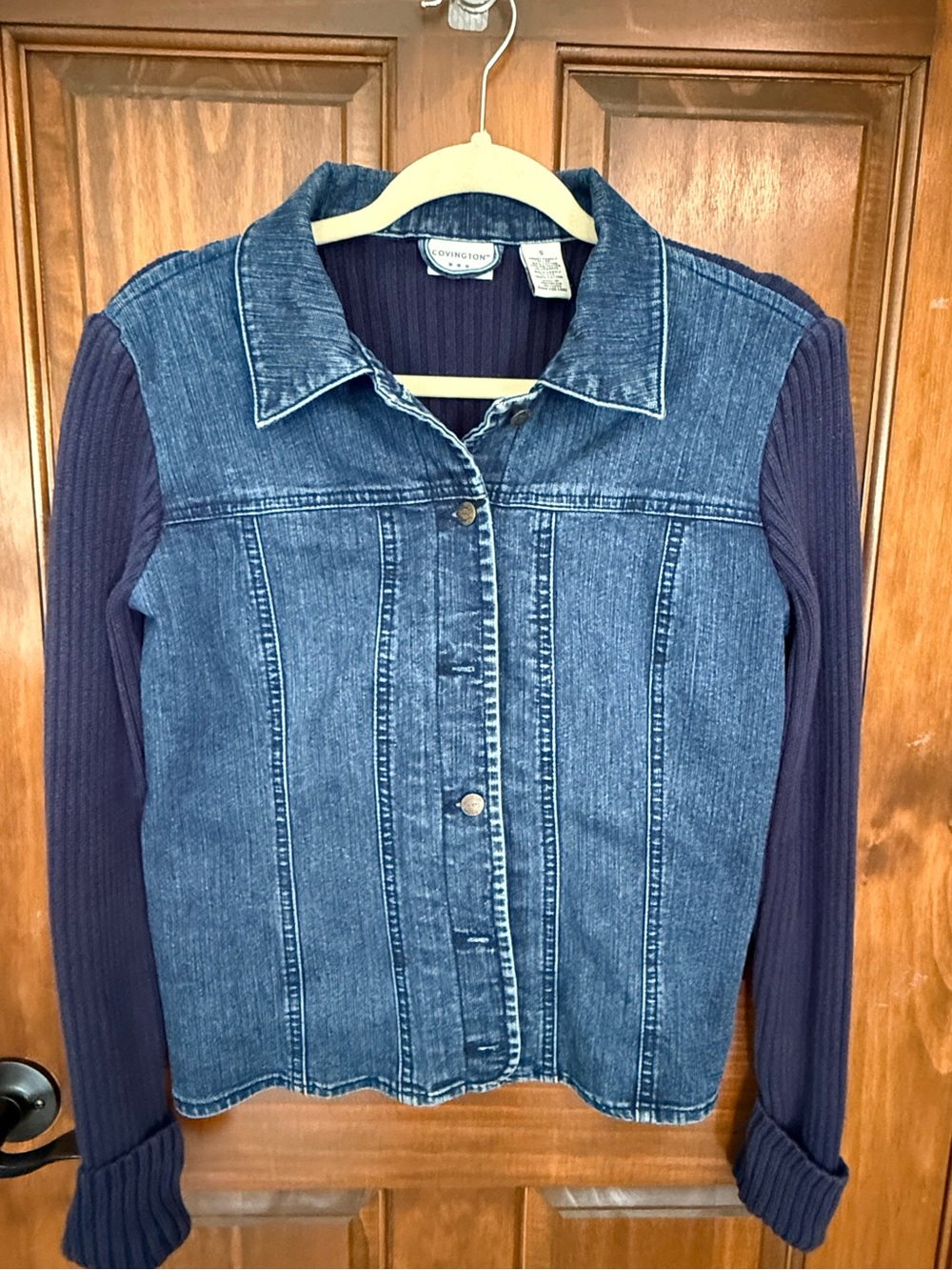 Covington Navy Ribbed Knit-Back Jacket - Picture 5 of 5